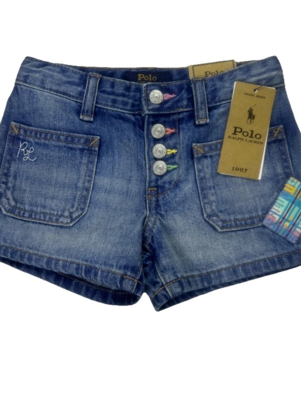 Polo Ralph Lauren Girls Denim Shorts Button Fly Size 16 New